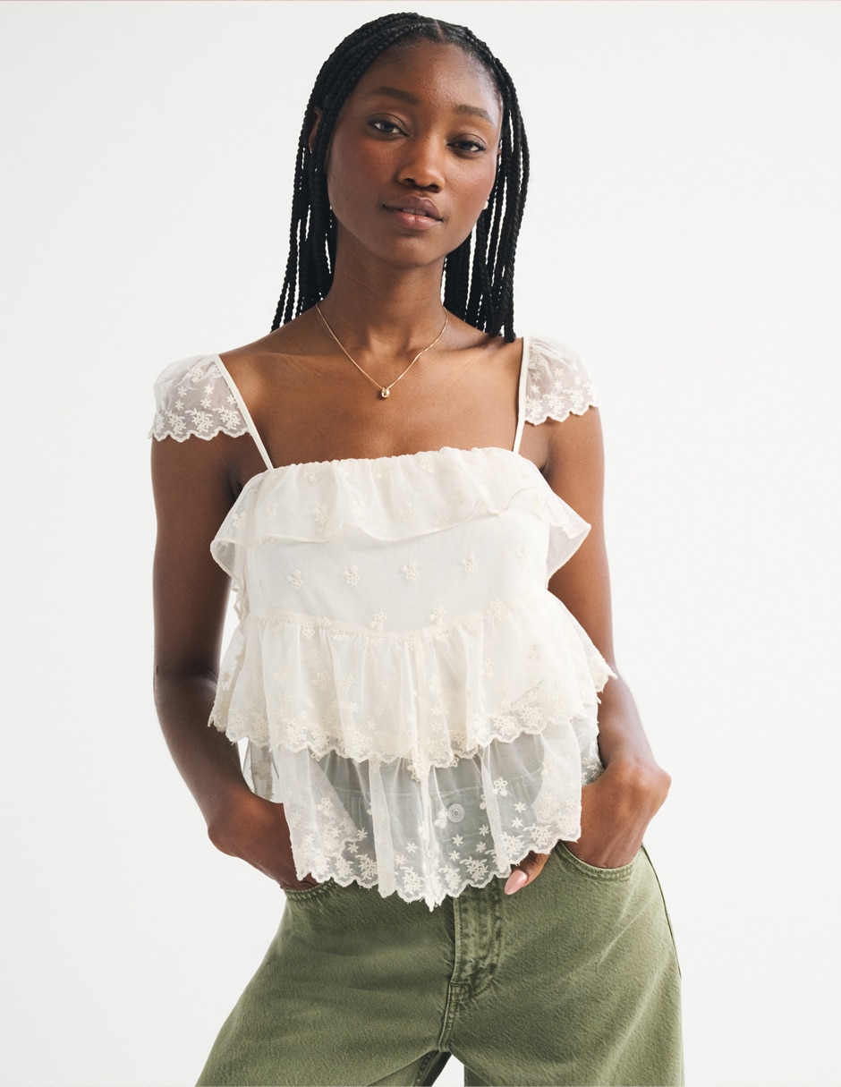 Top abercrombie & fitch cuello v escote v tirante ajustable